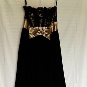 Jessica McClintock Strapless Black/Gold Cocktail Dress Size Small
